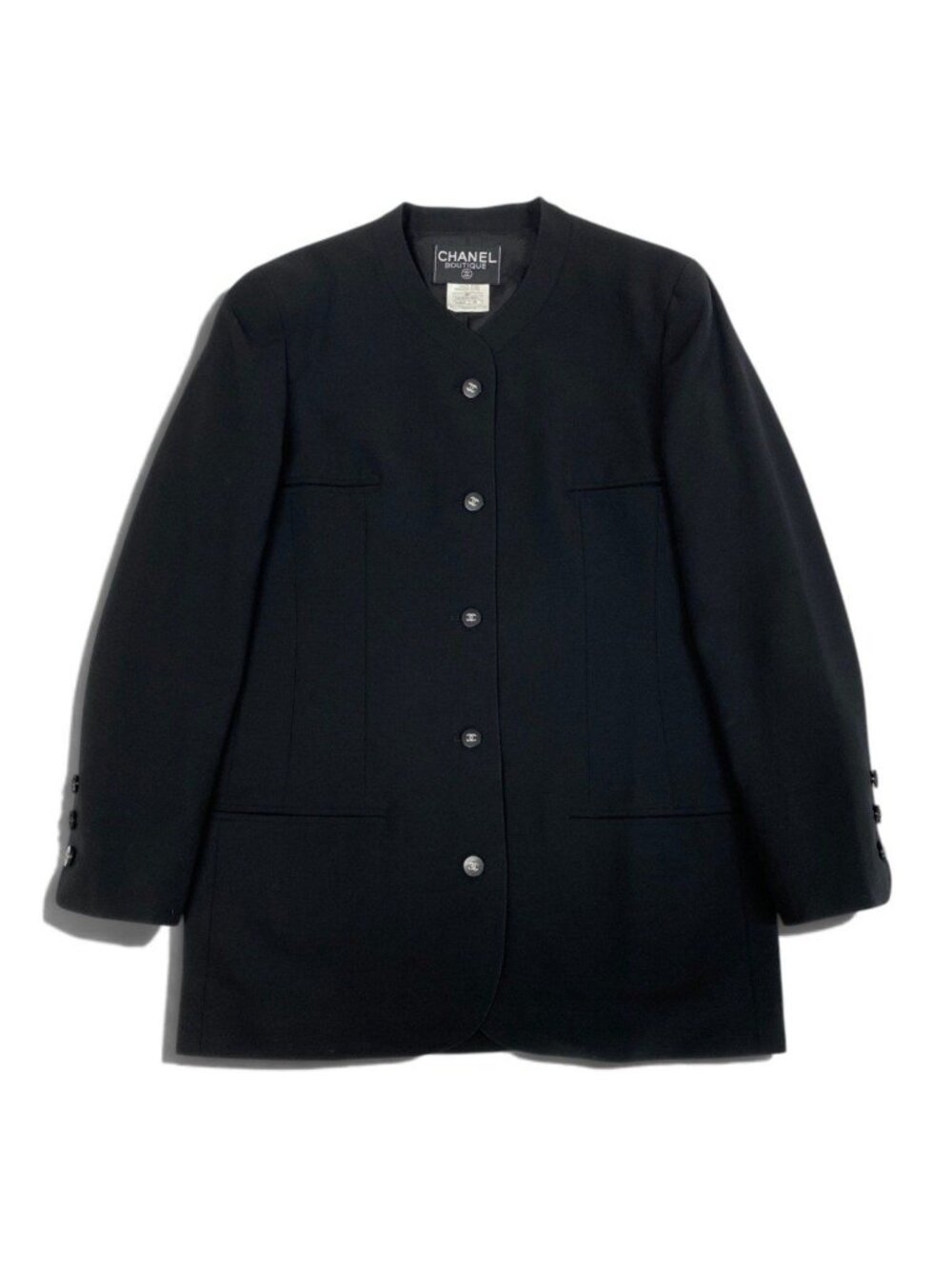 Chanel Vintage CC Button Round Neck Jacket Black